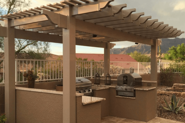 Pergola Over Outdoor Kitchen In Gold Canyon, AZ