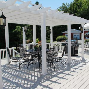 white detached pergola