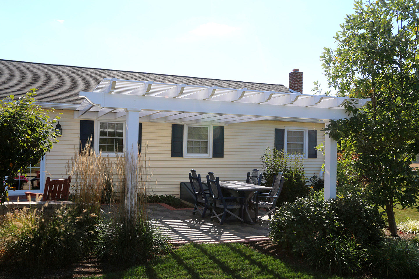 White free-standing pergola