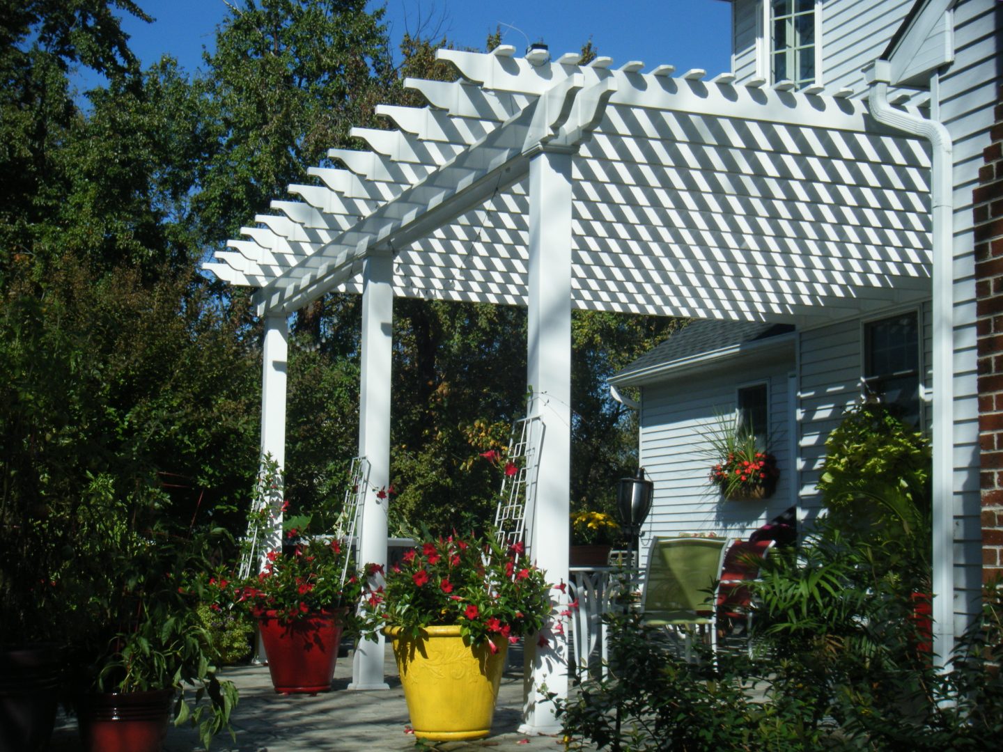 White attached pergola