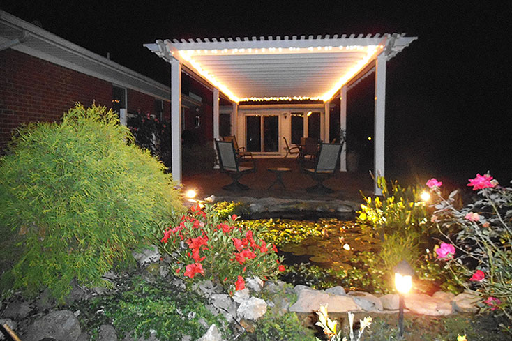 vinyl pergola kit with lights