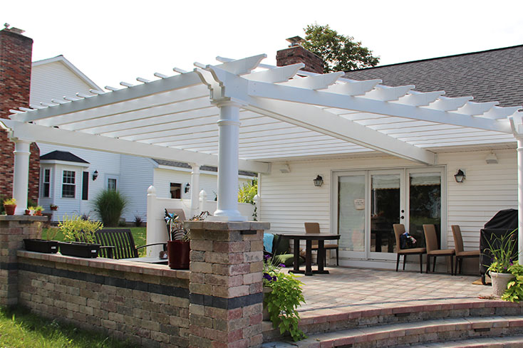 color-matched white vinyl pergola