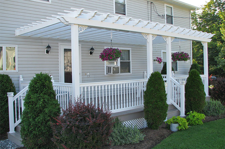 attached front porch pergola