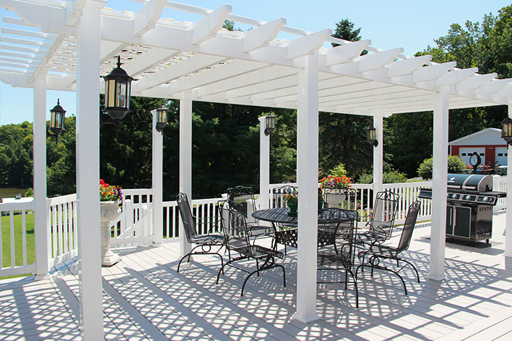 white vinyl pergola design