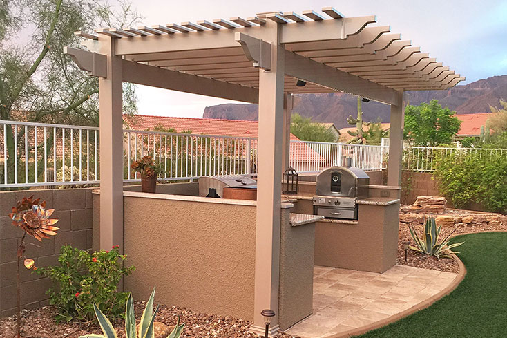 small pergola above grilling station
