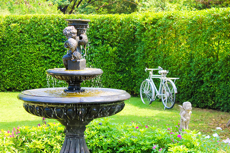 luxury garden designs with water feature