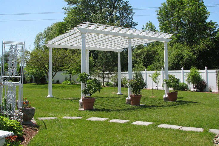 pergola landscaping idea with greenery