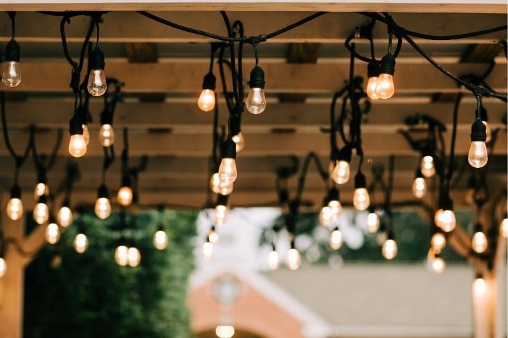 string lights for decorating a pergola