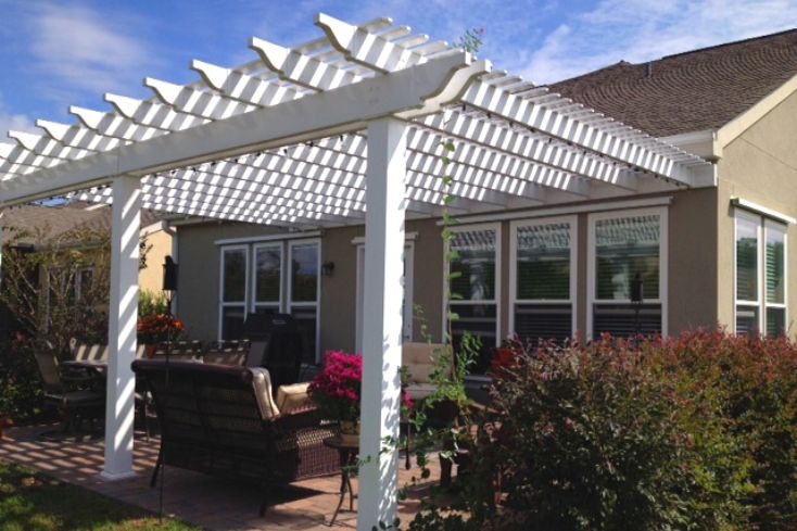 vinyl attached pergola to the house