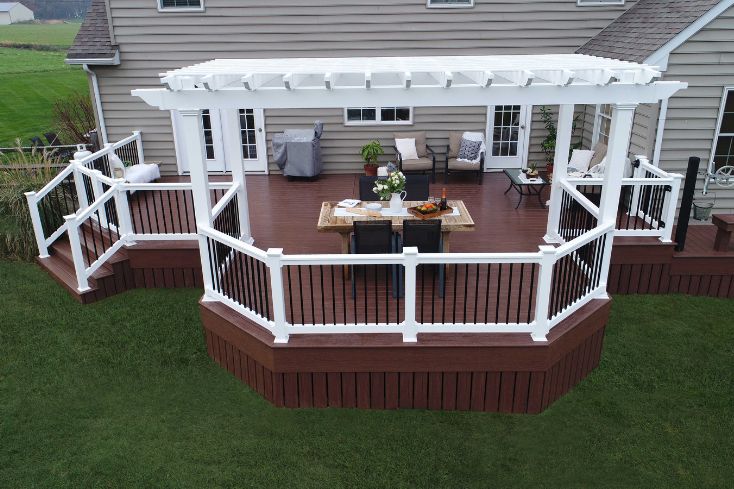 Vinyl pergola on a vinyl deck 